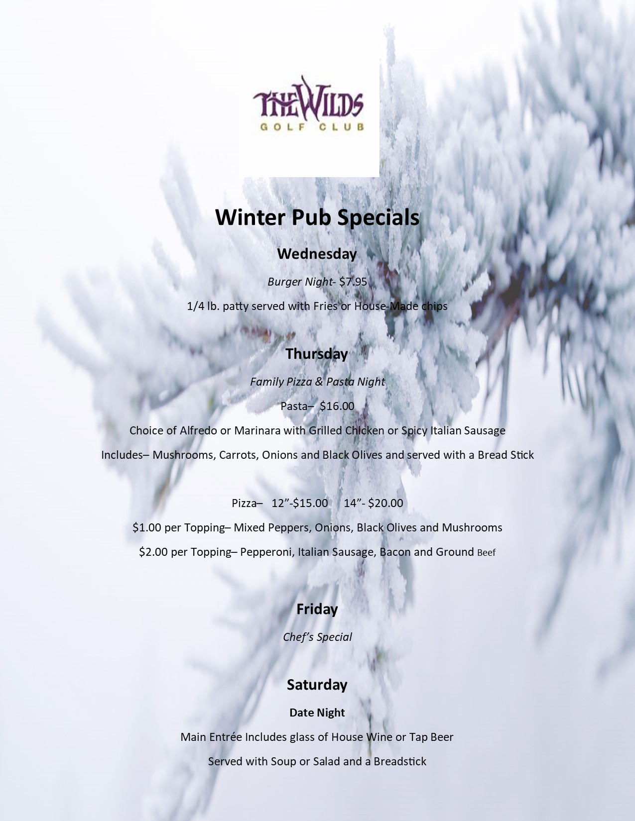 Winter Pub Specials